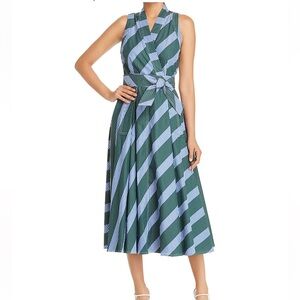 Tory Burch Green and Blue printed diagonal wrap Dress